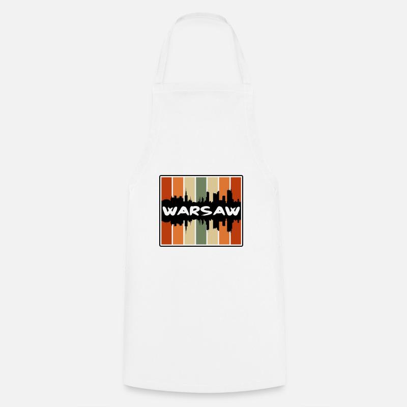 Varsovie Pologne Skyline Silhouette Souvenir de voyage - Tablier de cuisine - blanc