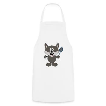 WOLF - FEDERBALL - BADMINTON - SPORT - TIER - Kochschürze - Weiß - Vorne - AI Model Male 185 dark (185cm)