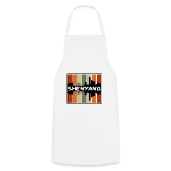 Shenyang Chine Skyline Silhouette Voyage Souvenir - Tablier de cuisine - blanc - Devant - AI Model Male 185 dark (185cm)