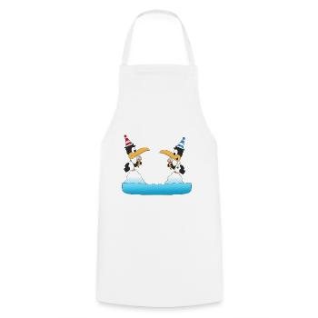 PINGUINE - EIS - TIERE - WINTER - LIEBE - LOVE - Kochschürze - Weiß - Vorne - AI Model Male 185 dark (185cm)