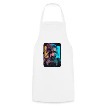 Futuristic Girl the excellent birthday gift for - Cooking Apron - white - Front - AI Model Male 185 dark (185cm)