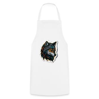 Digital Painting of a Wolf Head - Cooking Apron - white - Front - AI Model Male 185 dark (185cm)