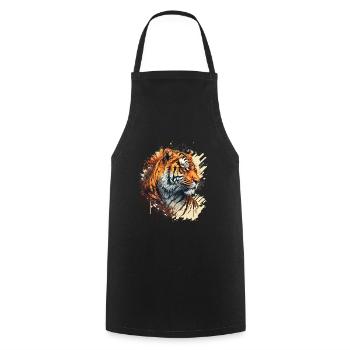 Tiger Illustration - Kochschürze - Schwarz - Vorne - AI Model Male 185 dark (185cm)