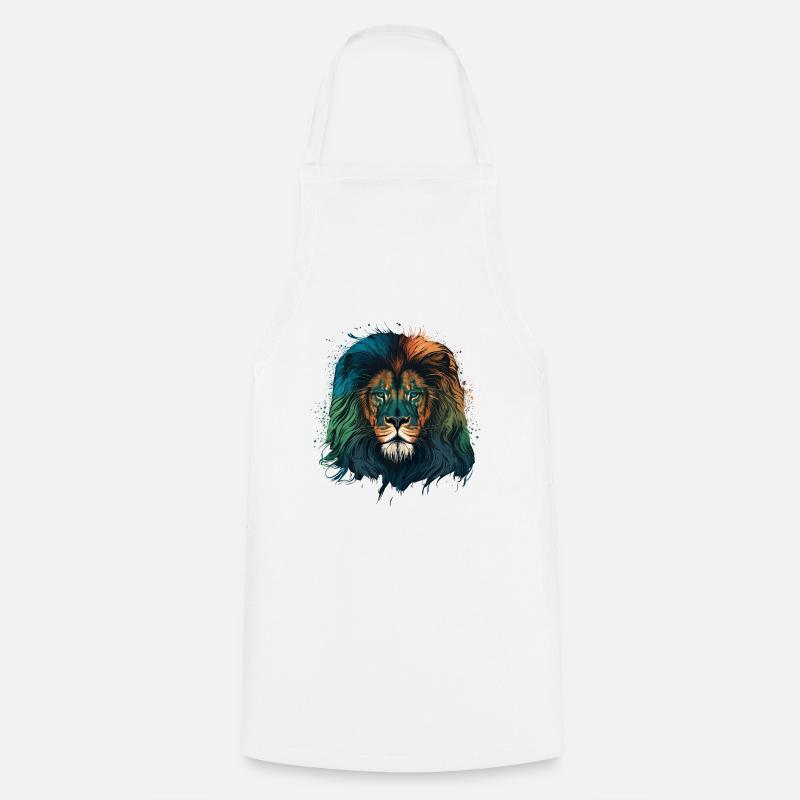 Lion vert - Tablier de cuisine - blanc