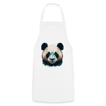 Panda Face - Cooking Apron - white - Front - AI Model Male 185 dark (185cm)