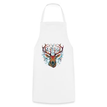 Tête de cerf fou - Tablier de cuisine - blanc - Devant - AI Model Male 185 dark (185cm)