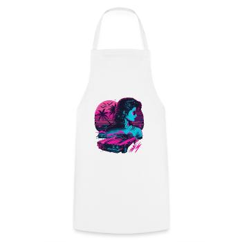 80s Girl - Cooking Apron - white - Front - AI Model Male 185 dark (185cm)