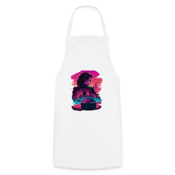 Retro Racing Girl - Cooking Apron - white - Front - AI Model Male 185 dark (185cm)