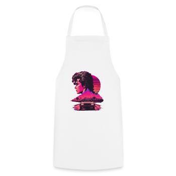 Onde de vapeur - Tablier de cuisine - blanc - Devant - AI Model Male 185 dark (185cm)