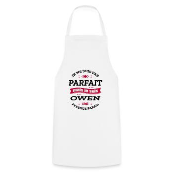 OWEN PARFAIT - PRENOM OWEN - Tablier de cuisine - blanc - Devant - AI Model Male 185 dark (185cm)