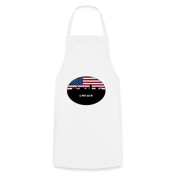 Lincoln Nebraska USA Flagge Skyline Reise Souvenir - Kochschürze - Weiß - Vorne - AI Model Male 185 dark (185cm)