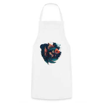 Belle illustration de poisson - Tablier de cuisine - blanc - Devant - AI Model Male 185 dark (185cm)