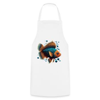 Poissons d’eau profonde - Tablier de cuisine - blanc - Devant - AI Model Male 185 dark (185cm)