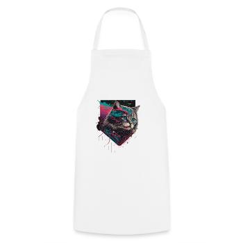 Illustration de chat fou - Tablier de cuisine - blanc - Devant - AI Model Male 185 dark (185cm)