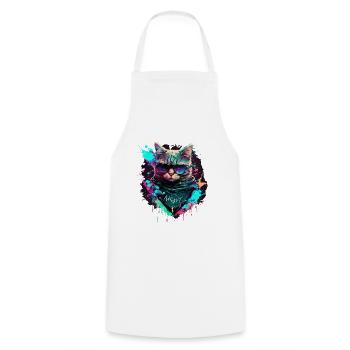 Chat Cybper - Tablier de cuisine - blanc - Devant - AI Model Male 185 dark (185cm)
