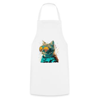 Sand Cat - Cooking Apron - white - Front - AI Model Male 185 dark (185cm)