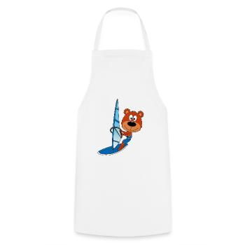 WINDSURFER - BÄR - TEDDY - SURFER - SPORT - Kochschürze - Weiß - Vorne - AI Model Male 185 dark (185cm)