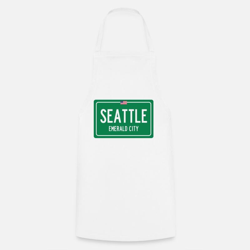 Signe de nom de lieu de Seattle - Tablier de cuisine - blanc