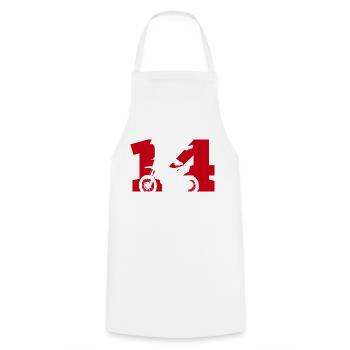 Moto 14 biker - Cooking Apron - white - Front - AI Model Male 185 dark (185cm)