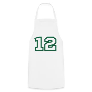 Numéro 12 sport vert - Tablier de cuisine - blanc - Devant - AI Model Male 185 dark (185cm)