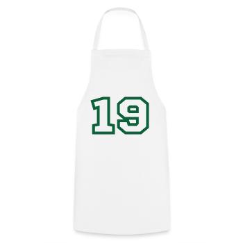 Number 19 green sport - Cooking Apron - white - Front - AI Model Male 185 dark (185cm)