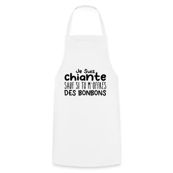 Femme qui adore : Bonbons. Design Drôle Humour - Tablier de cuisine - blanc - Devant - AI Model Male 185 dark (185cm)
