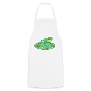 Cute green frog on a lilypad - Cooking Apron - white - Front - AI Model Male 185 dark (185cm)