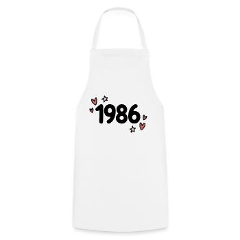 1986 Classic Vintage Retro Cute 80s - Cooking Apron - white - Front - AI Model Male 185 dark (185cm)