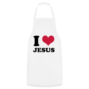 I love Jesus - Cooking Apron - white - Front - AI Model Male 185 dark (185cm)