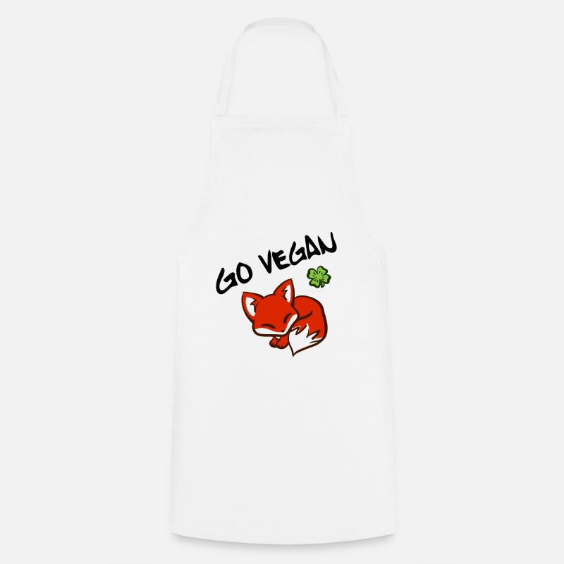 Go Vegan Fox - Vegan gift idea with a cute fox - Cooking Apron - white