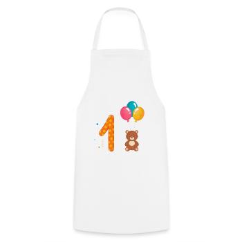 First Happy Birthday Teddy Bear with Air Balloons - Cooking Apron - white - Front - AI Model Male 185 dark (185cm)