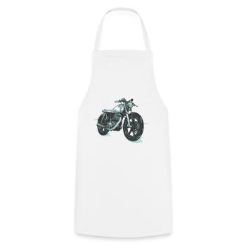 Motorcyclist classic motorcycle racing - Cooking Apron - white - Front - AI Model Male 185 dark (185cm)