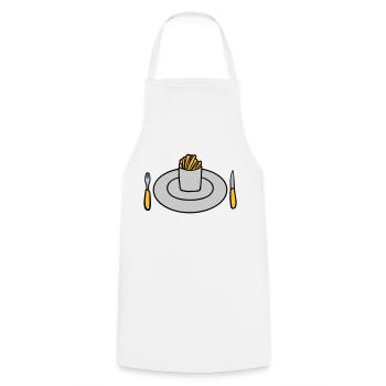 Plate French fries - Cooking Apron - white - Front - AI Model Male 185 dark (185cm)