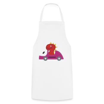 Red dinosaur and pink swagg car - Cooking Apron - white - Front - AI Model Male 185 dark (185cm)
