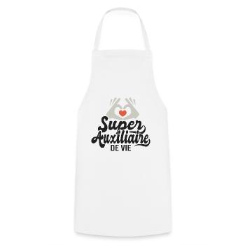 Super auxiliaire de vie cadeau aide sociale - Tablier de cuisine - blanc - Devant - AI Model Male 185 dark (185cm)