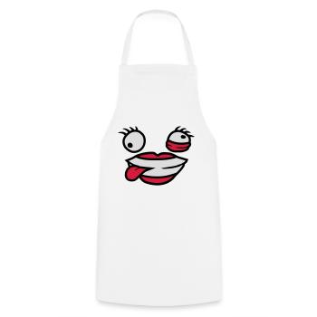 Visage comique féminin fou - Tablier de cuisine - blanc - Devant - AI Model Male 185 dark (185cm)