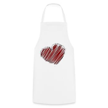 HERZ. HERZ. HEILIGER VALENTINSTAG. LIEBE. LIEBE. WEIHNACHTEN - Kochschürze - Weiß - Vorne - AI Model Male 185 dark (185cm)