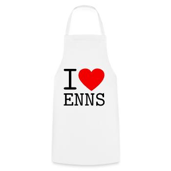 I Love Enns Minimalistisches Herz Souvenir - Kochschürze - Weiß - Vorne - AI Model Male 185 dark (185cm)
