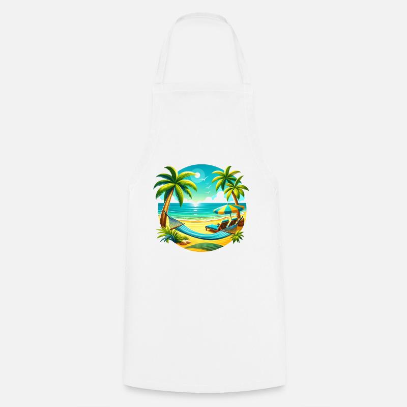 Paradisiaque Beach Sunset Art - Tablier de cuisine - blanc