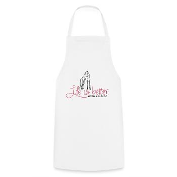 Life is better Galgo - Cooking Apron - white - Front - AI Model Male 185 dark (185cm)