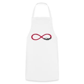 Infinity Schwester Sisters sisterlove Schwestern - Kochschürze - Weiß - Vorne - AI Model Male 185 dark (185cm)