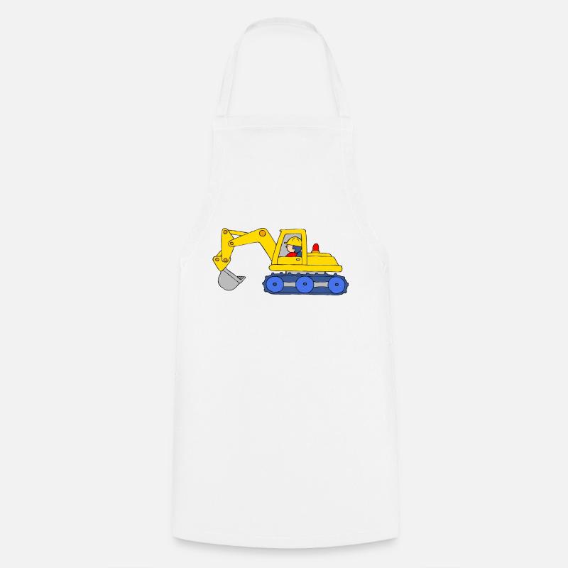 Backhoe Loader - Cooking Apron - white
