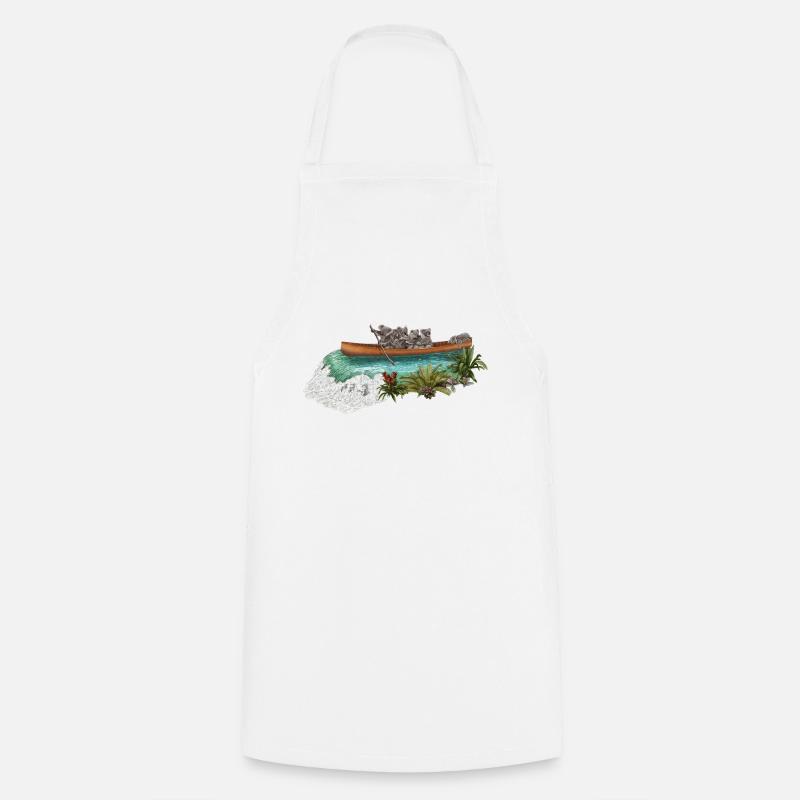 Koala bear gang in canoe on jungle expedition - Cooking Apron - white
