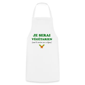 je serai végétarien idée cadeau humour citations - Tablier de cuisine - blanc - Devant - AI Model Male 185 dark (185cm)