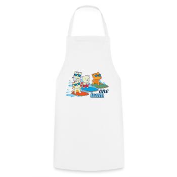 équipe famille chat surf enterrement de vie de jeune fille bureau - Tablier de cuisine - blanc - Devant - AI Model Male 185 dark (185cm)