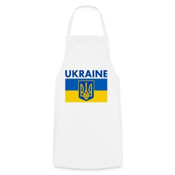 Ukraine - Kochschürze - Weiß - Vorne - AI Model Male 185 dark (185cm)