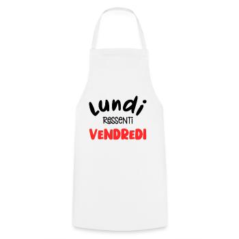 lundi ressenti vendredi - humour au travail - Tablier de cuisine - blanc - Devant - AI Model Male 185 dark (185cm)