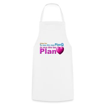 produit tu veux être mon plan Q ton plan coeur - Tablier de cuisine - blanc - Devant - AI Model Male 185 dark (185cm)