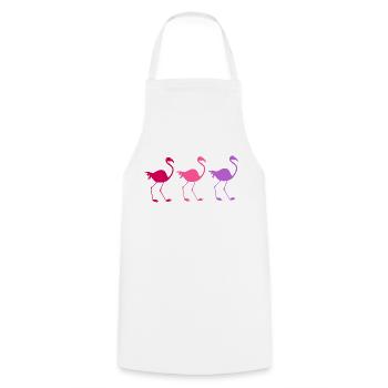 Three colorful flamingos - Cooking Apron - white - Front - AI Model Male 185 dark (185cm)