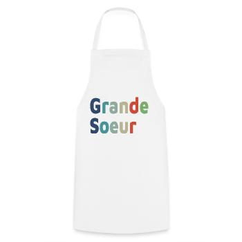 naissance, grande soeur, grande fille - Tablier de cuisine - blanc - Devant - AI Model Male 185 dark (185cm)